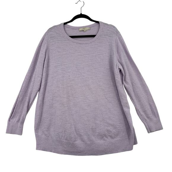 Loft Sweater Womens Size 20/22 Lavender Cotton Blend Slub Knit Pullover Stretch - Picture 1 of 9